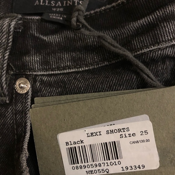 Brand new allsaints jean shorts black size 25 - Picture 2 of 3